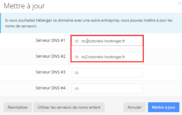 Changer les DNS sur Hostinger