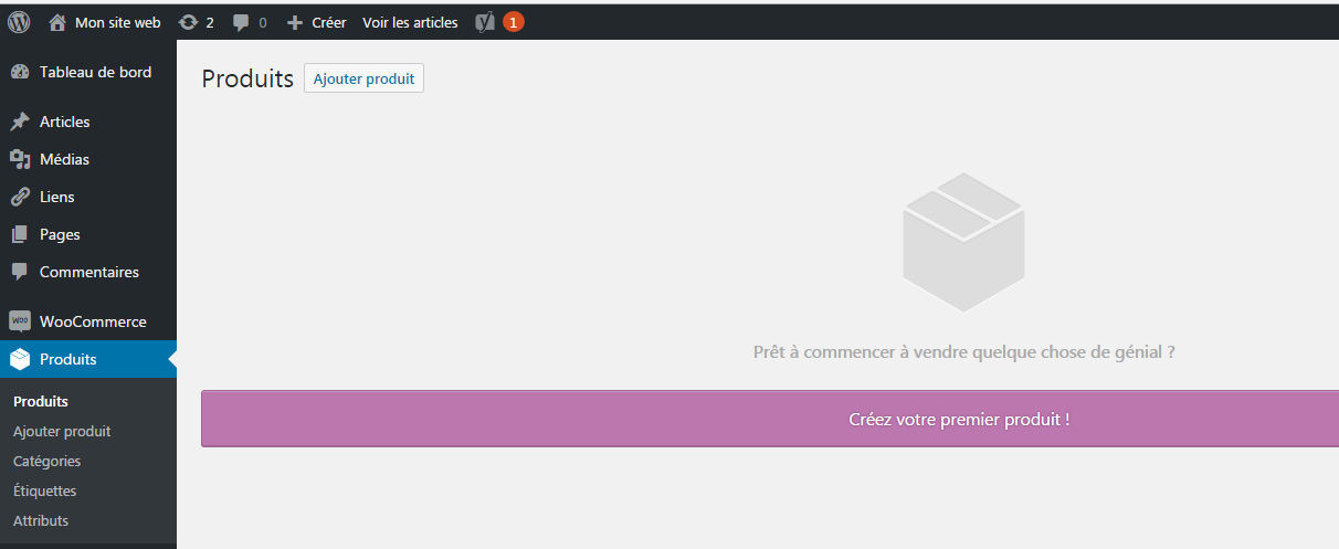 creer premier produit woocommerce