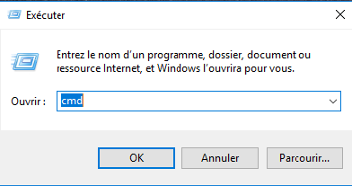 L'application Exécuter pour ouvrir l'invite de commande sous Windows