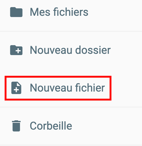 Le bouton "créer un nouveau fichier" du gestionnaire de fichiers Hostinger