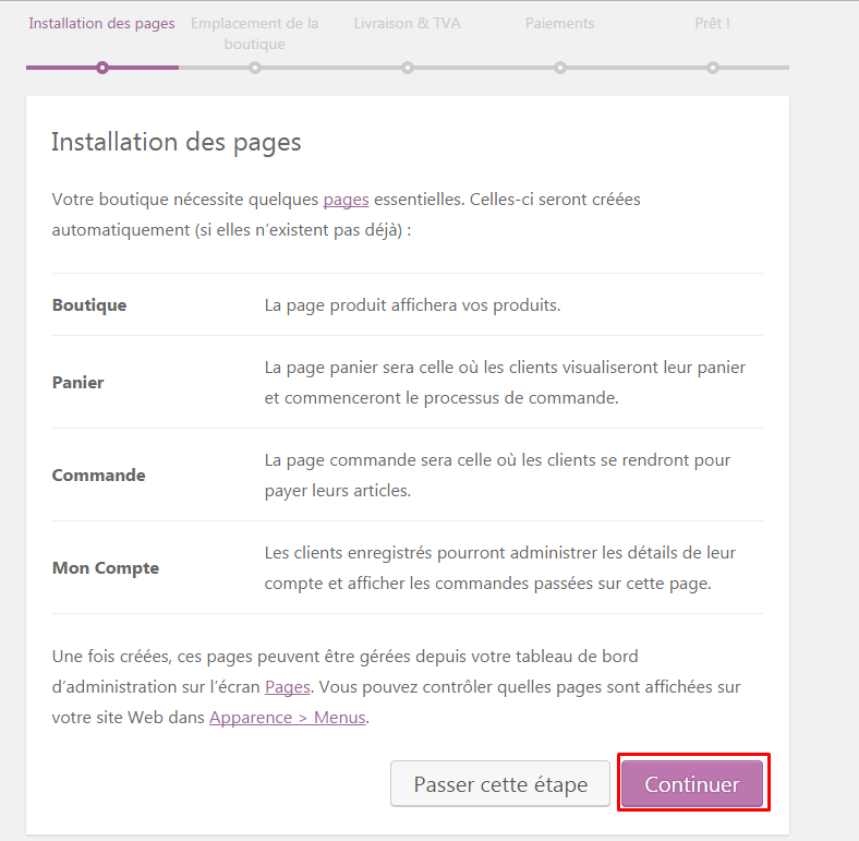 installer pages woocommerce