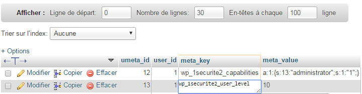 Changer les meta_key dans phpMyAdmin