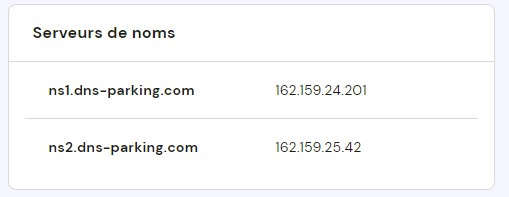 Serveurs de noms sur hpanel