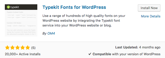 typekit for wordpress