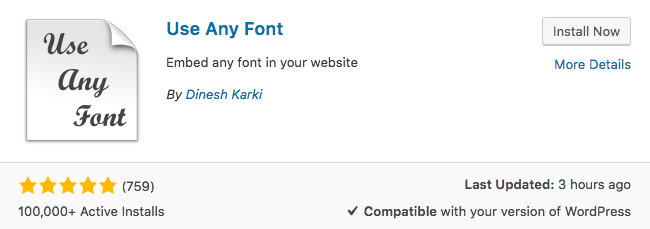 Le plugin WordPress Use any font