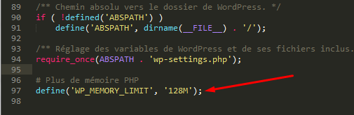 wp memory limit wp config