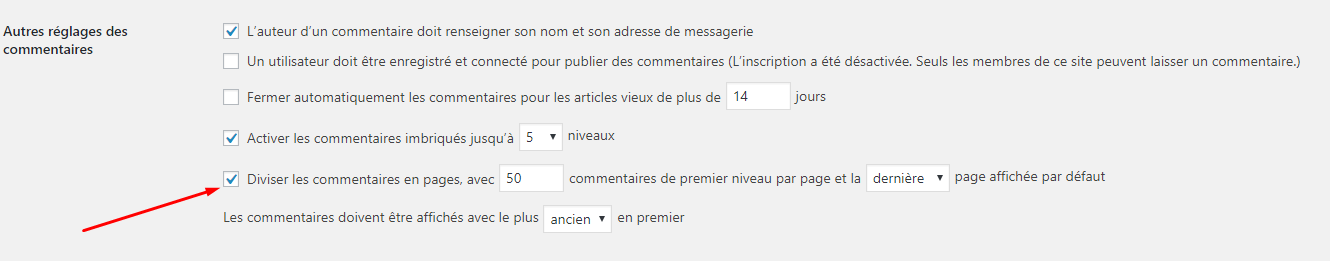 diviser les commentaires sur les pages wordpress avec lla pagination