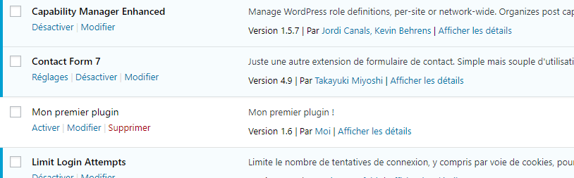 Une capture d'écran du tableau de bord WordPress montrant où trouver votre plugin 