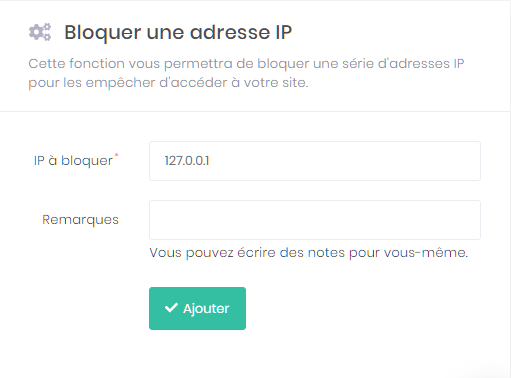 Bloquer une adresse IP