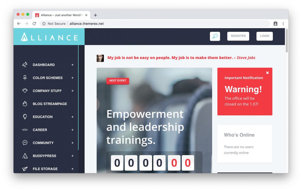 Thème Alliance pour intranet WordPress