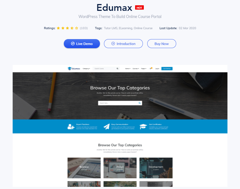 Page du thème Edumax