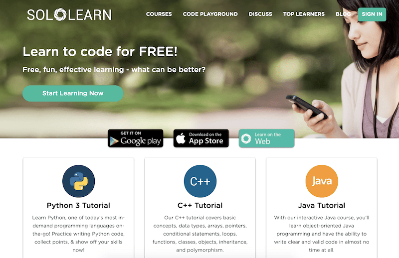 Site web Solo Learn pour apprendre à coder en ligne