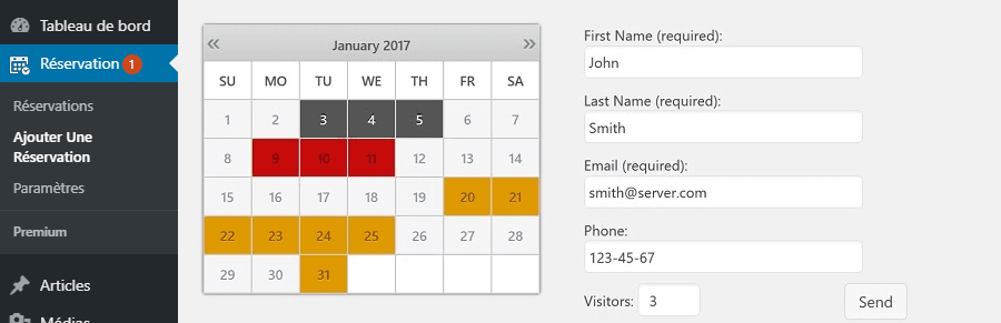 Plugin Calendrier de réservation WordPress