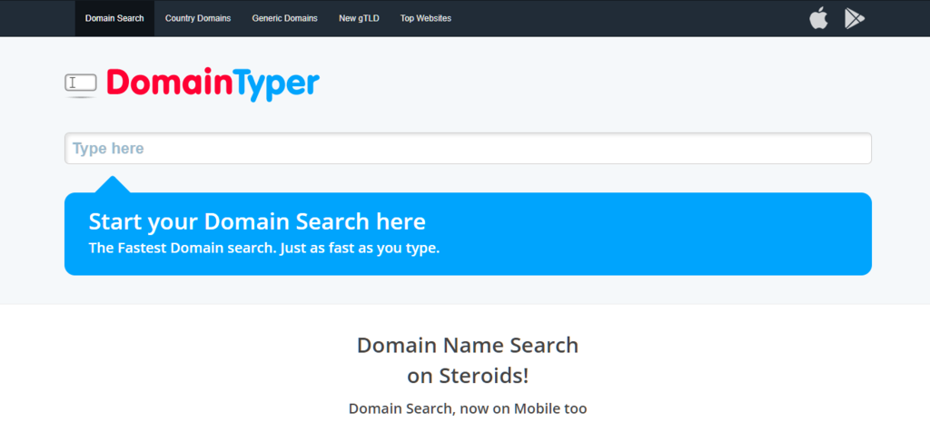Générateur de noms de domaine Domain Typer