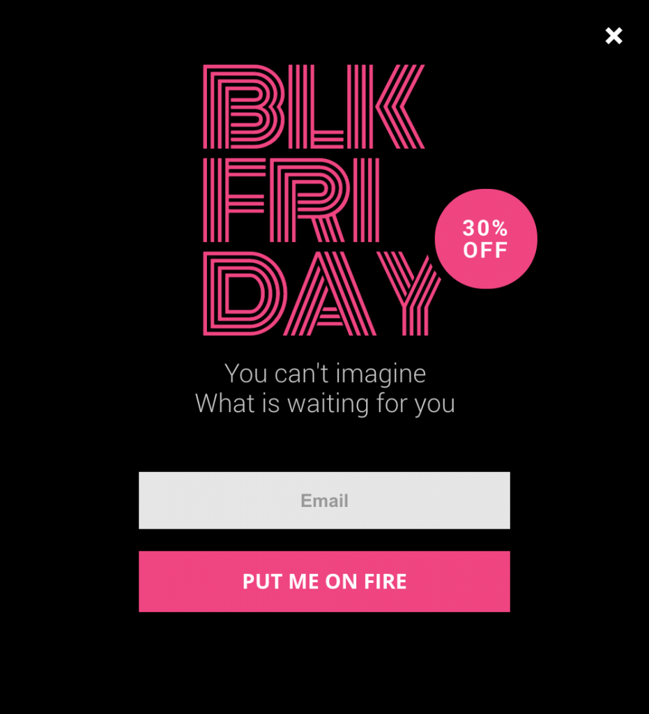 Exemple pop up black friday