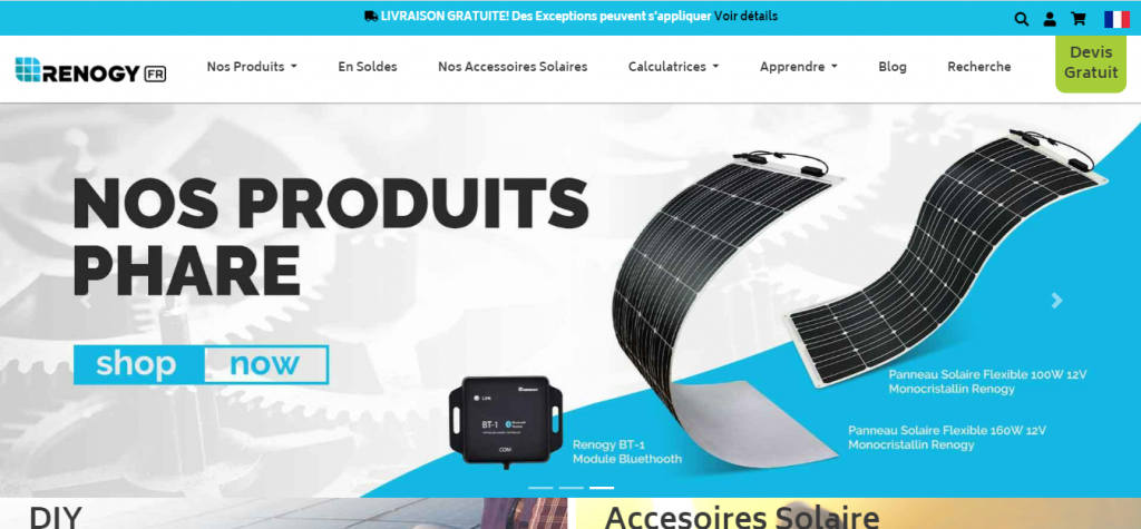 page d'accueil sir e-commerce marque de Panneaux solaires 
