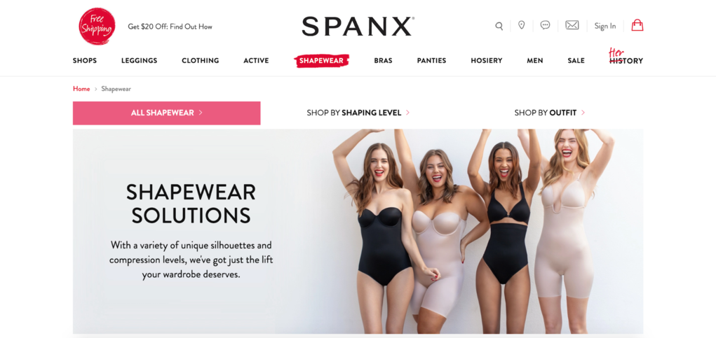 exemple de produits de niche à vendre en ligne- Spanx