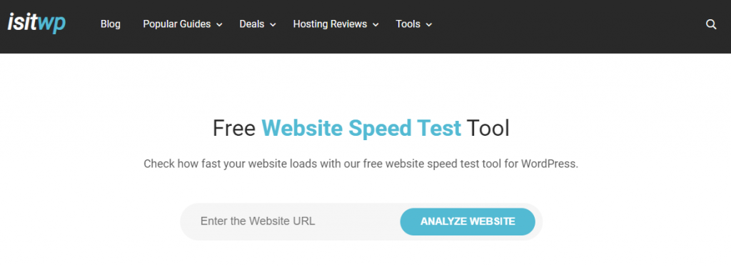 Outil de test de vitesse IsItWP pour les sites Web WordPress