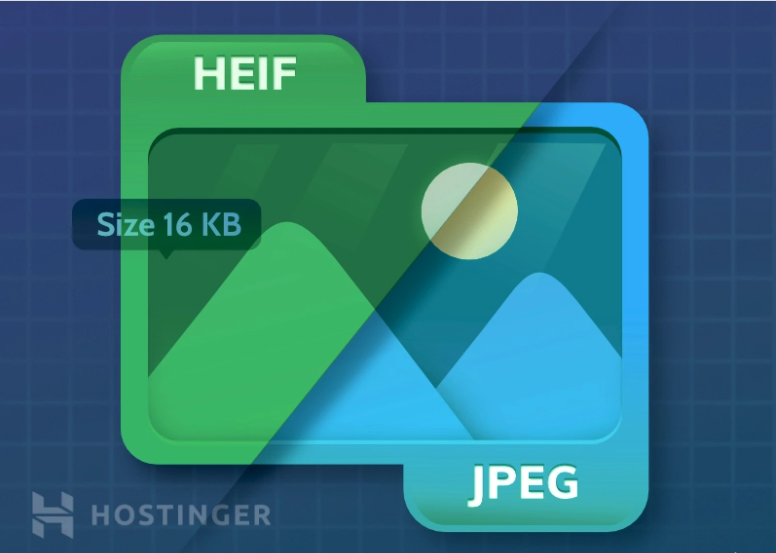 Une illustration graphique comparant la qualité des images JPEG et HEIF. 