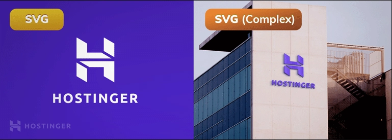 Comparaison côte à côte d'images en SVG et en SVG complexe.