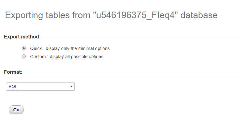 exportation rapide base de données mysql 