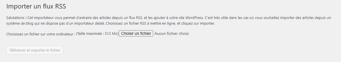 la manière d'importer flux rss