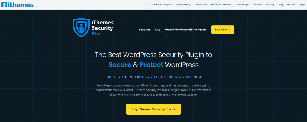 Page d'accueil de iThemes Security