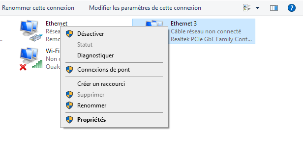 Connexions réseau Windows