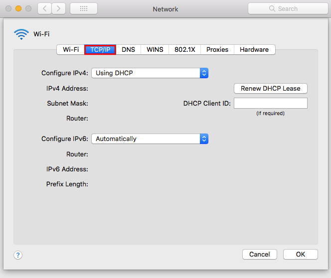 paramètres réseau tcp ip