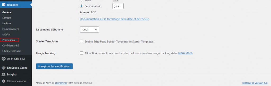 réglages permaliens wordpress