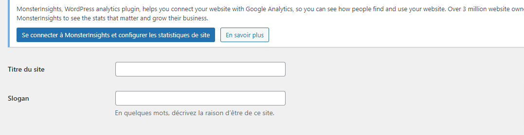 section titre et slogan sur wordpress