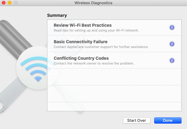 Paramètres de diagnostic sans fil sur Mac