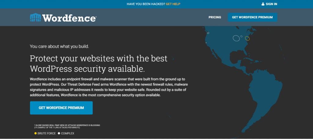 Page d'accueil de Wordfence Security