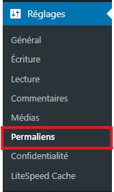 réglages des permaliens sur le tableau de bord WordPress