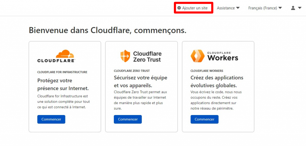 Ajouter un site sur Cloudflare
