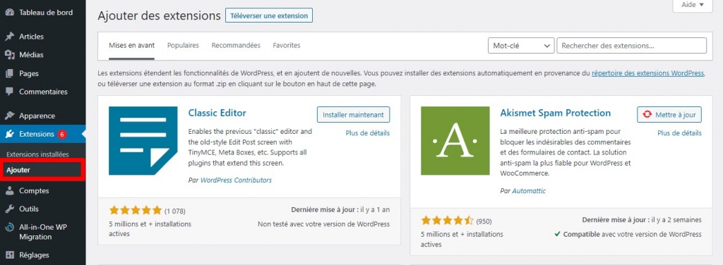 Ajout d'un nouveau plugin à votre site WordPress