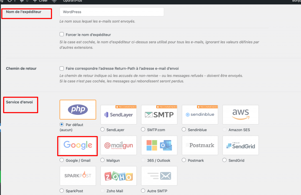 Configuration de WP Mail SMTP