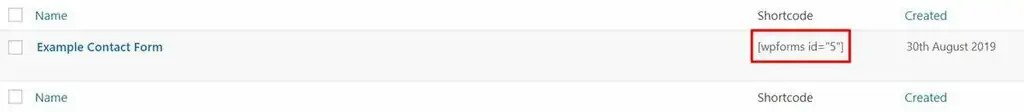 Ajouter Wpforms avec un code court 