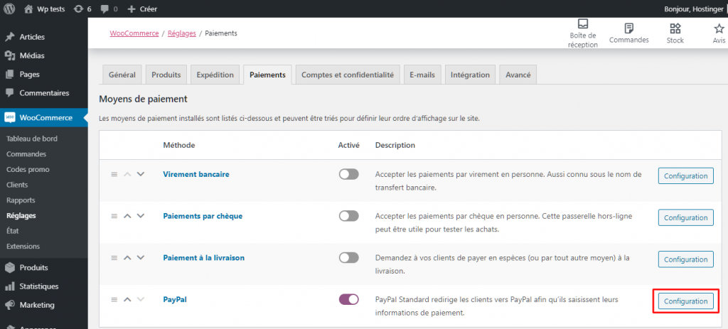 méthodes de paiement woocommerce