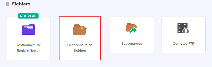 Gestionnaire de fichiers Hostinger