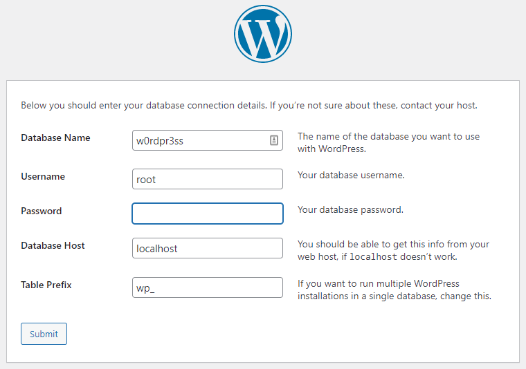 Configuration de la base de données WordPress