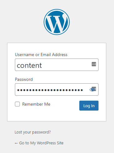 L'écran de connexion de WordPress