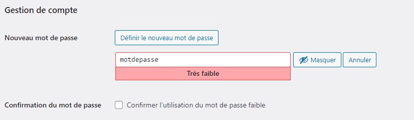 mot de passe faible wordpress