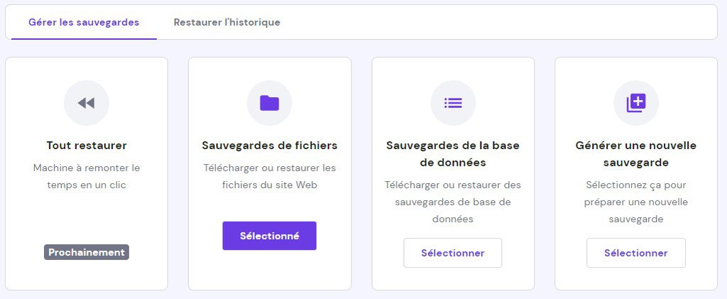 Sauvegardes de fichiers sur hpanel