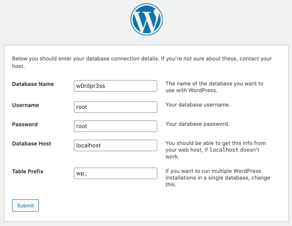 Configuration de la base de données WordPress 
