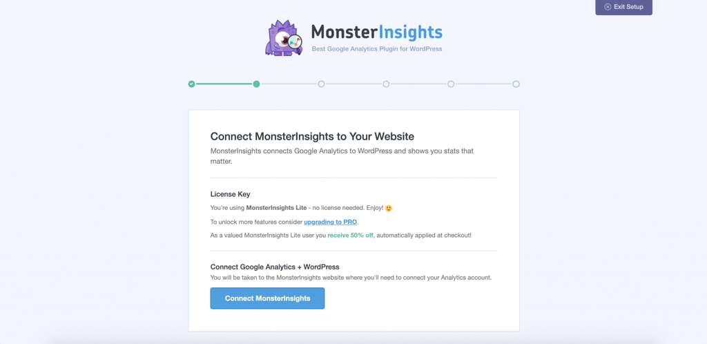 Connexion de MonterInsights avec votre compte Google Analytics