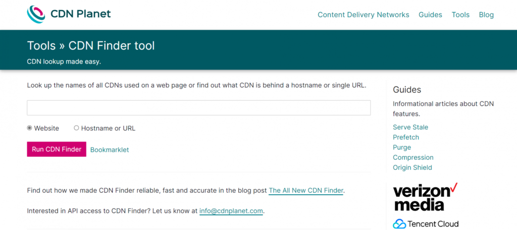 Capture d'écran de l'outil CDN Finder 