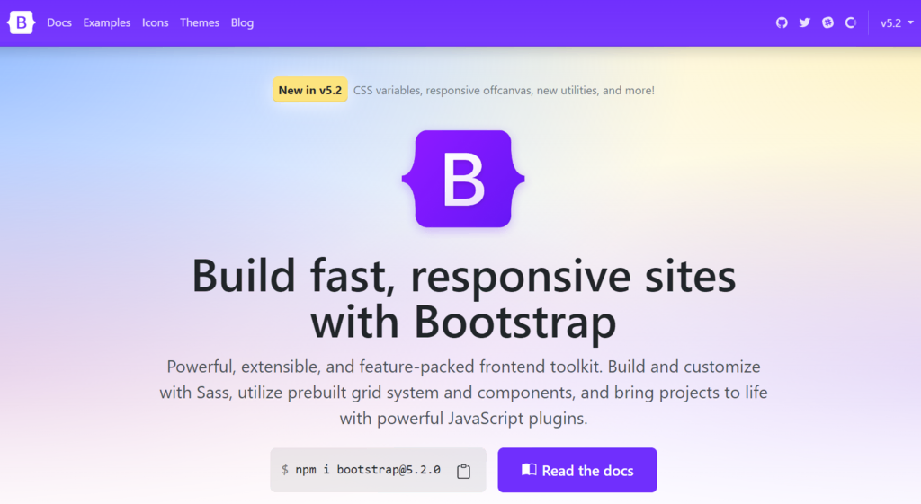Page d'accueil de Bootstrap 
