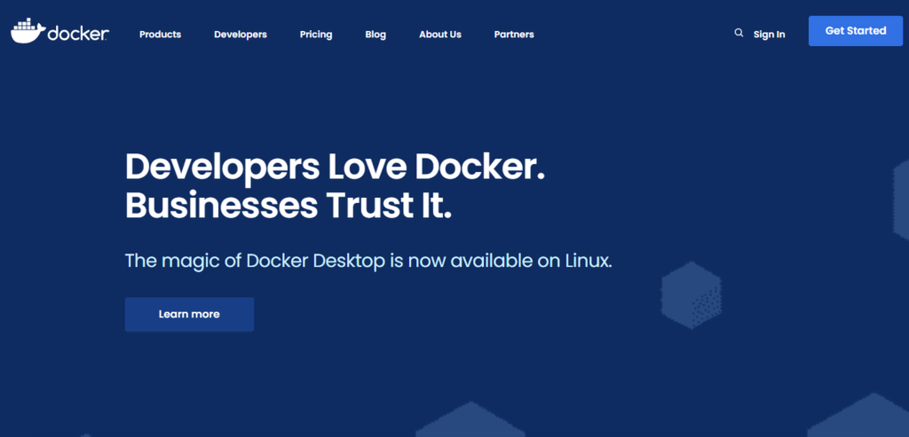 Page d'accueil de Docker 