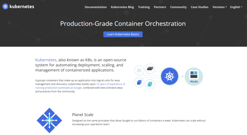 Page d'accueil de Kubernetes 